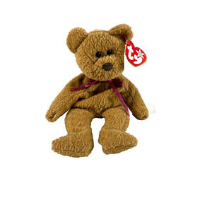 1996 Ty Curly the Brown Bear Beanie Baby Plush Toy Vintage